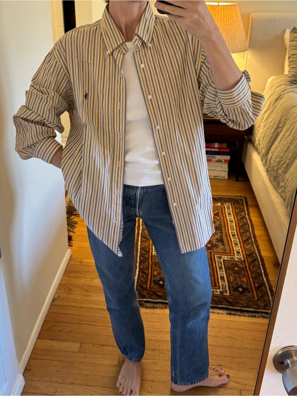 Ralph Lauren Yellow and Blue Striped Dress Shirt